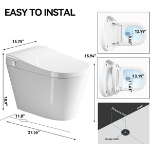 Smart Bidet Toilet With Auto Open / Close Seat, Warm Water Wash, Heated Seat, And Wireless Remote Control