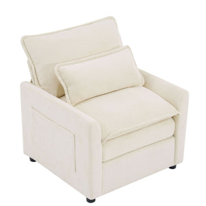Modern Single Seat Accent Chair With Side Storage Pockets