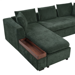 Modern L Shaped Sectional Sofa With Upholstery And Wooden Storage