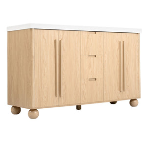 Double Sink Bathroom Vanity With Sinks, Soft Close Doors & 3 Drawers - Wood
