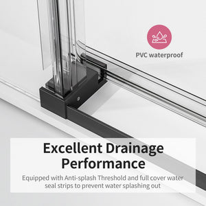 Frameless Sliding Shower Door With Soft- Close, 3 / 8" Tempered Glass