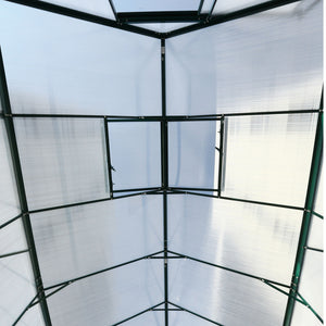 Polycarbonate house, Heavy Duty Outdoor Aluminum Walk-In House Kit With Rain Gutter, Vent And Door For Backyard Garden