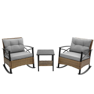 3pcs Rocking Rattan Set - Grey