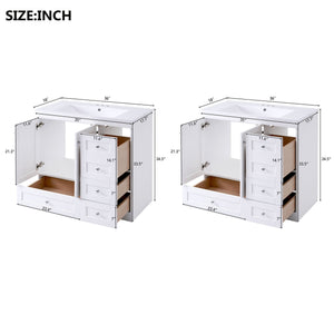 Shaker Free Standing Bathroom Vanity Cabinet & Sink, Soft Close Drawers, Soft Close Doors