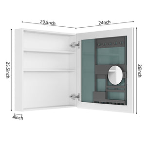 24'' W x 26'' H Surface Frameless Mirror Medicine Cabinet
