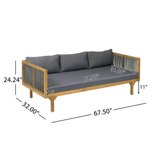2-Piece Outdoor Patio Set: Sofa with Dark Grey Cushions