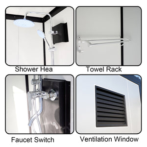 Portable Toilet Cabin - Outdoor Shower Room with Shower, Lights, Sink, and Ventilation Fan