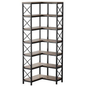 7 Tier Corner Bookshelf, Storage Unit For Living Room