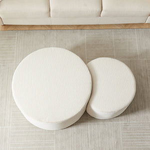 Modern Upholstered Round Coffee Table For Living Room (Set of 2)