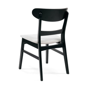 Set of 2 Mid-Century Dining Chairs - Upholstered Seat, Rubberwood Legs