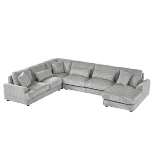 U - Shaped Sectional Sofa With Chaise Lounge, Oversized Living Room Sofa - Gray