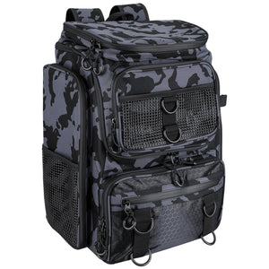 42L/11Gal Fishing Backpack Large Capacity Fishing Tackle Storage Bag with Rod Holders 16-Pocket Water-Resistant with Divider Adjustable Padded Straps