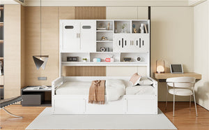 Daybed With All-In-One Cabinet And Shelf