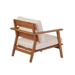 29.5' Mid-Century Modern Acacia Wood Outdoor Club Chair