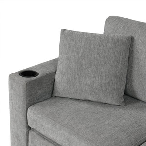 Modern U-Shaped Sectional Sofa Convertible Pull-Out Sofa Bed With USB Ports And Cup Holders