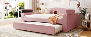 Upholstered Daybed With Storage Armrests, Trundle And Latest Integrated tooth Audio System