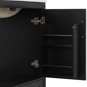 Elegant Fluted Bathroom Vanity With Sink, Soft Close Doors & Drawer