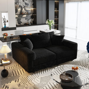 Convertible Deep Seat Sofa With Soft Pillows And Ottomans