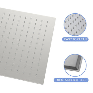 Modern 10" Square Rainfall Shower Head & Stainless Steel Wall Or Ceiling Mount Luxury Spa Shower Panel