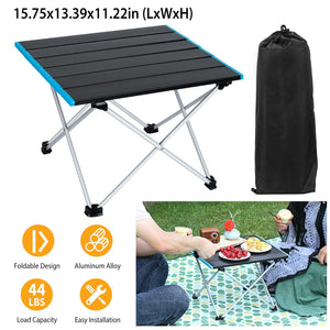 Folding Camping Table Aluminum Alloy Portable Desk Collapsible Outdoor Lightweight Picnic Table w/ Carry Bag For Camping Beach Backpacking Fishing Tra