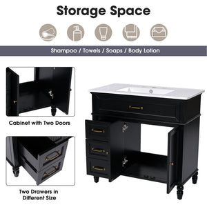 Bathroom Vanity With Sink, Freestanding Cabinet & Drawers