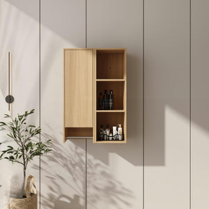 24 Inch Wall-Mounted Side Cabinet and Storage Shelves Combination