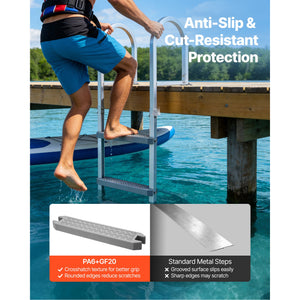 Removable Dock Ladder, 5 Steps, Aluminum Alloy Pontoon Boat Swim Ladder