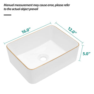 Modern European Style Ceramic Rectangular Vessel Bathroom Sink
