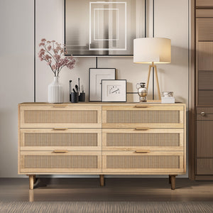 59.06" 6-Drawers Rattan Storage Cabinet
