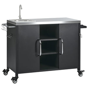 K&K 55.5" Outdoor Kitchen Island with Sink