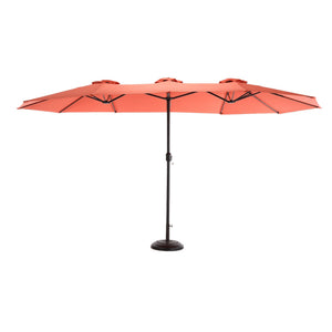 14.8 Ft Double Sided Outdoor Umbrella Rectangular Large with Crank (Orange)