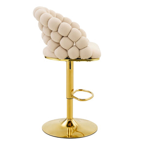 Puffy Bubble Chair, Ball Chain (Set of 2) - Beige / Gold
