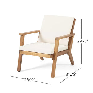 Avacyn Outdoor Acacia Wood 4-Seater Chat Set with Cushions