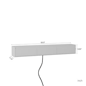 Floating TV Stand with LED Lights & Power Outlet
