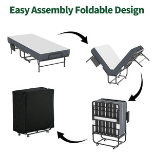 75 Inch Folding Bed with 5" Memory Foam Mattress