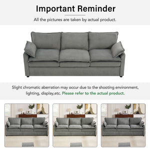 Modern 3 Seater Sofa With Side Storage Pockets For Living Room