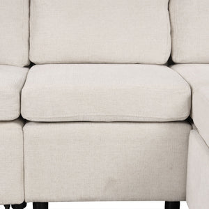 Modern U-Shaped Sectional Sofa Convertible Pull-Out Sofa Bed With USB Ports And Cup Holders