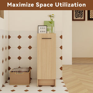 Slim Freestanding Bathroom Storage Cabinet - Light Oak