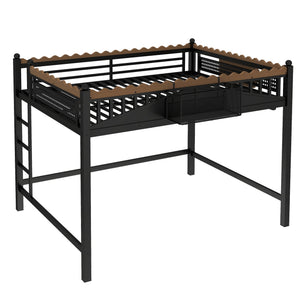 Queen Size Loft Bed with Ladders and Storage