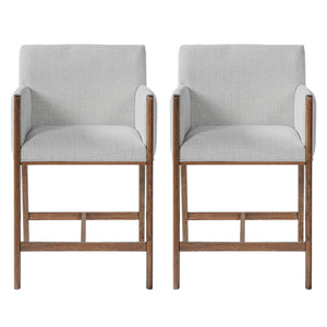 24'' Seat Height Upholstered Counter Stools with Arms for Kitchen Island/Dining Room, Set of 2