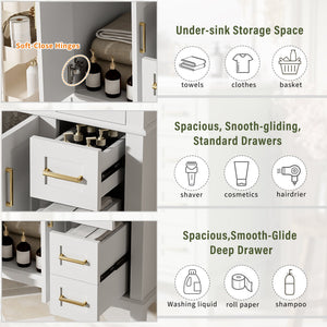 30" Bathroom Vanity with Ceramic Sink and Modern Storage Cabinet
