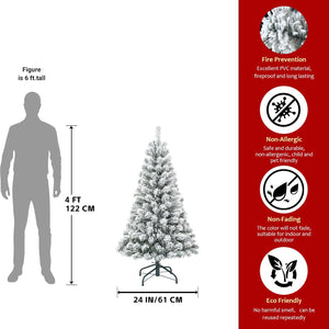 4FT Flocked Christmas Tree with 233 Tips