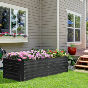 Outsunny Galvanized Raised Garden Bed Kit with Reinforcing Bars