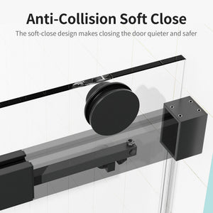 56-60" W x 76" H Frameless Single Sliding Soft-Close Shower Door