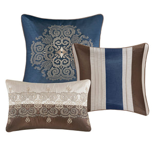 King 7 Piece Jacquard Comforter Set with Throw Pillows