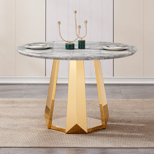 47" Round Marble Dining Table