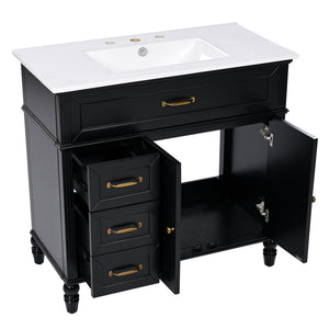 Bathroom Vanity With Sink, Freestanding Cabinet & Drawers