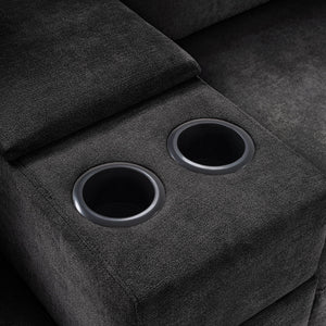 Modular 5 Seat U-Shape Sectional Sofa With Chaise Lounge, Built In Cup Holders And Storage Drawer