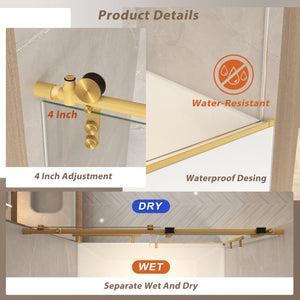 56-60" x 66" Frameless Sliding Bathtub Door