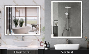 LED Bathroom Vanity Mirror Wall Mounted Adjustable / Warm / Natural Lights Anti-Fog Touch Switch With Memory Modern Smart Large Bathroom Mirrors